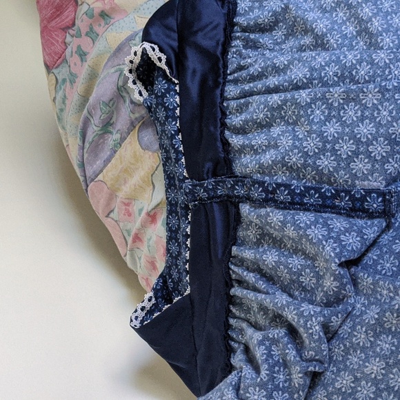 Blue & White Nightgown, Embroider-Look Detail, Short Sleeves, Buttons - Picture 9 of 10